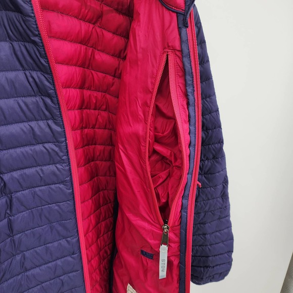 LL Bean Girl’s XL Blue & Pink 650 Goose Down Packable Downtek Puffer Coat - Picture 4 of 9